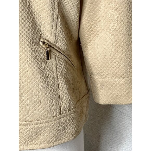 Chico's Size 2 US L-12 Beige Textured Jacquard Jacket Business Preppy Minimalist - Picture 14 of 16